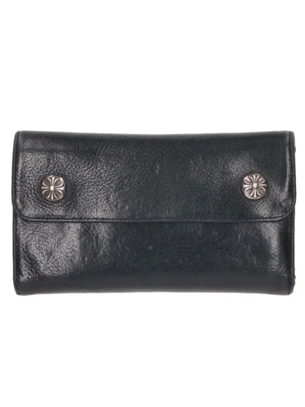 Chrome Hearts Wave Cross Ball Button Leather Wallet